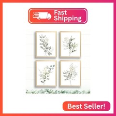 Botanical Watercolor Art Prints (Set of 4) – 8×10 (Unframed) | Boho Leaves and F
