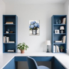 Blue Hydrangea Picture Wall Art Bathroom Decor Hydrangea 18″L x 12″W Teal