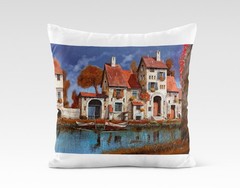 stretched Canvas art print giclée – poster – pillow. la cascina sul lago