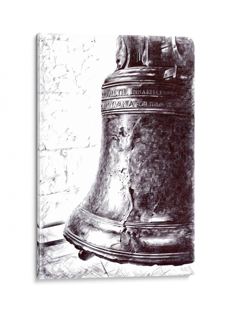 Unique Liberty Bell Philadelphia Black and White Wall Decor, 24x32in American…