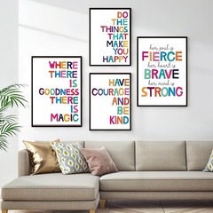 Set of 4 Frame Motivational Quotes Child Poster Art Prints – Nursery Wall Decor