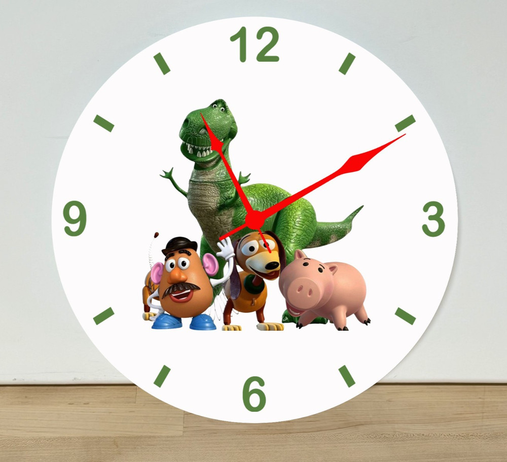 Toy Story «Rex Mr. Patato Hamm Slinky» Wall Clock, Acrylic Print, Art Home Decor
