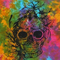 Cotton Floral Skull Tapestry Wall Hanging Poster Indian Home Decor Wall Posters