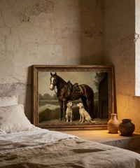 Vintage Gold Framed Wall Art, Vintage Equestrian Wall Art Decor Rustic Horse …