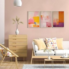 3Pcs Framed Color Blocks Canvas Wall Art Modern Abstract Pastel Prints Galler…