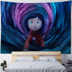 Funny Cool Coraline Cartoon Tapestry Wall Hanging for Bedroom Aesthetic Decor