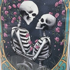 Sapna Shah «The Lovers» Skeleton Tarot Framed Wall Art Black Ornate Frame NEW
