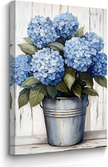 Blue Hydrangea Picture Wall Art Bathroom Decor Hydrangea Canvas Rustic Floral Po