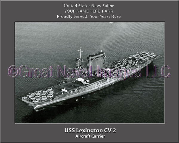 USS Lexington CV 2 Personalized Canvas Ship Photo Print Navy Veteran Gift