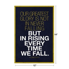 Confucius Our Greatest Glory Not In Never Falling Motivational Poster 12×18