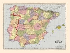 Historic Map – Spain Portugal – Rand McNally 1897 – Vintage Wall Art