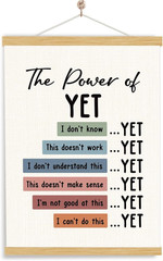 the Power of yet Poster for Classroom & Therapy Office, Growth Mindset Wall Art