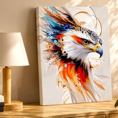 Wall Art Abstract Eagle Head Canvas Print Colorful Bird Portrait Modern Decor