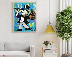 Alec Monopoly Martini Art Print | Mounted Canvas | Framed Canvas |Acrylic