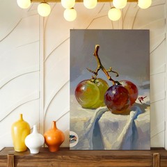 Canvas Grapes Still Life Oil Painting Fruit Kitchen Poster Statement Home Print