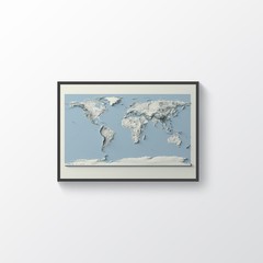 World Map, World 2D Relief Map, World Vintage Map – 2D Flat