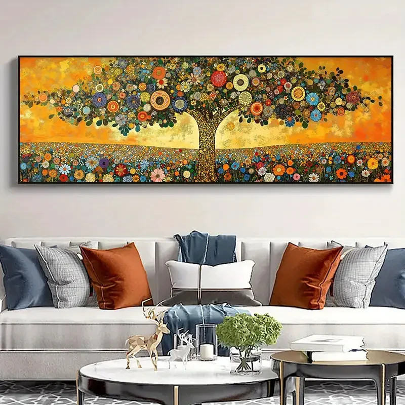 Panoramic Wall Art with Colorful Tree Design Canvas Wall Art Home Decor