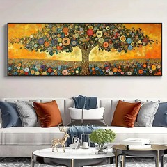 Panoramic Wall Art with Colorful Tree Design Canvas Wall Art Home Decor