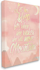 Stupell Home Décor Let Her Sleep Pink Water Color Mountains Stretched Canvas