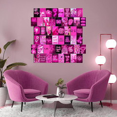 Pink Neon Wall Collage Kit Aesthetic Pictures, Trendy Room Decor for Teen Girls,
