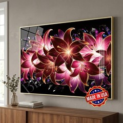 Frameless 12″x18″ Pink Florals Fine Wall Art Print For Living and Bedroom Decor