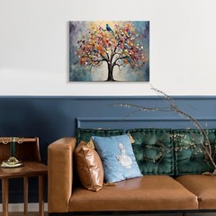 Dazzlewall Framed Colorful Tree of Life 16″L x 12″W, Bird