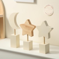 3 Pcs Boho Nursery Shelf Decor Wooden Moon and Star Nursery Decor Set Cute Bo…