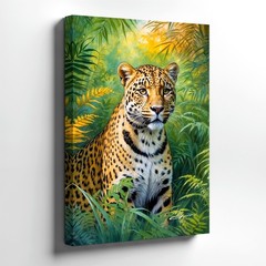 Wall Art Leopard Jungle Canvas Print Tropical Wildlife Animal Painting Decor