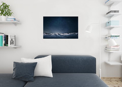 Stars Sky Snowy Mountains Night Landscape Photo Poster 24×36