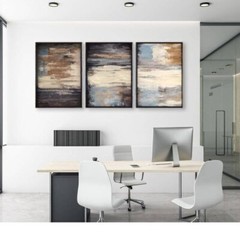 Framed Canvas Wall Art Browns, Beiges, and Grays Set of 3 Modern Pieces 60 x 28″