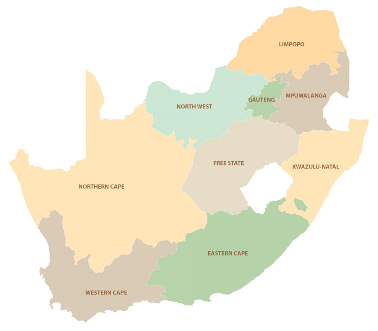 South Africa Regions Province Map GLOSSY POSTER PICTURE PHOTO PRINT BANNER 13839