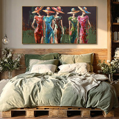 Women Wall Art Colorful Wall Decor Green Pink Poster Modern Artwork Paintings Fi