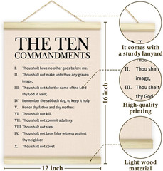 10 Ten Commandments Poster Hanger Frame, Christian Motivational Wooden Canvas…