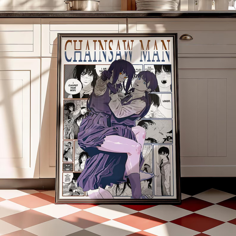 Chainsaw Man Asa & Yoru Poster Print, CSM Manga Panel Art, Manga Room Decor