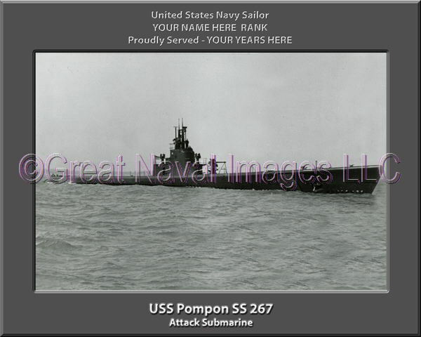 USS Pompon SS 267 Personalized Canvas Ship Photo Print Navy Veteran Gift