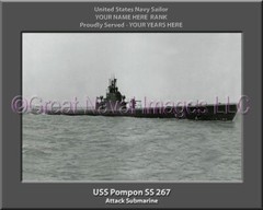 USS Pompon SS 267 Personalized Canvas Ship Photo Print Navy Veteran Gift
