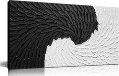 Artistic Black & White 40″ x 20″ Abstract Canvas – Perfect for Office & Home