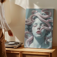 Wall Art Medusa Marble Bust Canvassurreal Mythical Sculpture Art