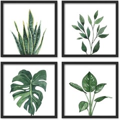 Framed Bathroom Wall Art Decor, 10×10 Inch 4 Pack Botanical Gallery Wall Fram…