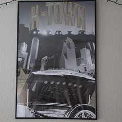 Houston Framed City Print, Vertical Black/Gray/ 24 X 36