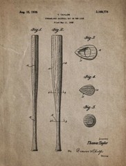 Vintage Patent Art Prints Industrial Wall Decor Baseball Set of 6 Prints 8.5×11