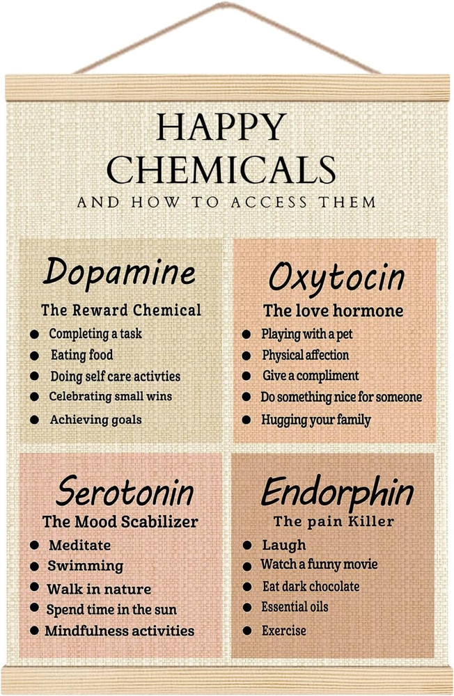 Happy Chemicals Wooden Poster Hangers 12.5×17 Inch,Positive Mental Health Poster