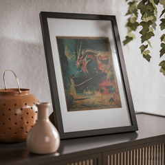 Retro DRAGON SLAYER Wall Art, Fantasy Sword Warrior Dinosaur Girl Poster Print