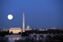 Washington DC Skyline at Night with Full Moon Photo Photograph Poster 36×24