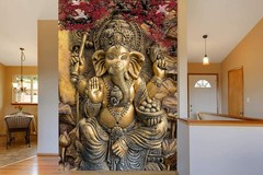 @ Indian Traditional 3D Ganpati Stickers Vinyl Print For Wall Living Room O233