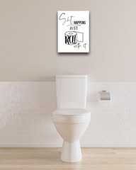 Funny Bathroom Wall Art Decor, Black and White Toilet Paper Wall Art, Waterpr…
