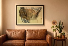 USA 2D Relief Map, United States Vintage Map (Darker Version) – 2D Flat Print