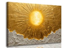 Boho Sun Canvas Wall Art Bohemia Minimalism Golden Abstract Sunrise Sunset Mo…
