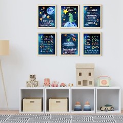 Dinosaur Outer Space Education Number Alphabet Posters Wall Art Prints Planet…