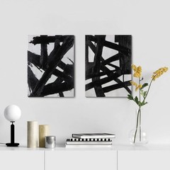 Black And White Abstract Wall Art Black Painting Stroke Graffiti Artwork For Liv